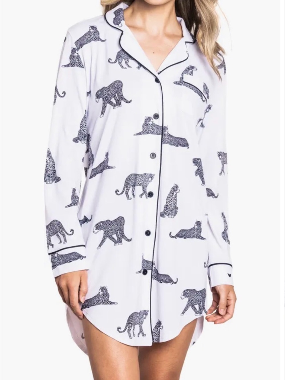 Petite Plume Panther Print Nightshirt XS
